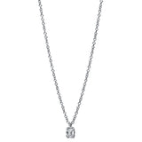 Collier 18 kt WG, 6 Bag. 0,04 ct, TW-si, 1 Sm.schliff 0,10 ct, TW-si