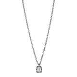 Collier 18 kt WG, 6 Bag. 0,05 ct, TW-si, 1 Sm.schliff 0,19 ct, TW-si