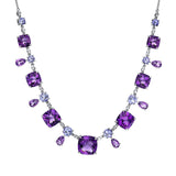 Collier 18 kt WG, 32 Brill. 0,26 ct, TW-si, 12 Ame 15,70 ct, 1 Ame5,20 ct, 8 Tan 3,60 ct