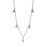 Collier 18 kt WG, mit ZÖ 30 cm + 33 cm, 5 Brill. 0,51 ct, TW-si, 5 Brill. 0,03 ct, TW-si