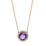 Collier 18 kt RG, mit ZÖ 40,6 cm, 22 Brill. 0,10 ct, TW-si, 1 Amethyst 1,30 ct lila