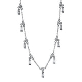 Collier 18 kt WG, 9 Trap. 0,60 ct, TW-si, 9 Brill. 0,21 ct, TW-si