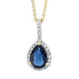 Collier 18 kt GG, Fassung rhodiniert, 25 Brill. 0,15 ct, TW-si, 1 Saphir 1,09 ct blau