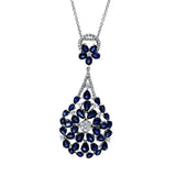 Collier 18 kt WG, 4 Rosen-Schl 0,53 ct, TW-vsi, 49 Brill. 0,88 ct, TW-vsi, 38 Saphire 13,30 ct blau