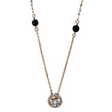 Collier 14 kt RG, 18 Brill. 0,05 ct, TW-vsi/si, 1 Brill. 0,14 ct, TW-vsi/si, 2 Brill. 0,06 ct, schwarz