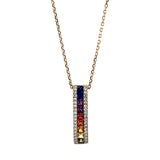 Collier 18 kt RG, 38 Brill. 0,17 ct, TW-si, 9 Saphire 0,61 ct multicolor