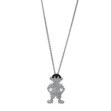 Collier 18 kt WG, Fassung teils schwarz rhodinie, 110 Brill. 0,39 ct, TW-vsi/si, 10 Brill. 0,06 ct, schwarz