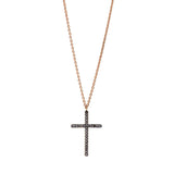 Collier 18 kt RG, Fassung teils schwarz rhodinie, 27 Brill. 0,08 ct, braun-si
