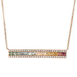 Collier 18 kt RG, mit ZÖ 38.1 cm + 40.6 cm, 54 Brill. 0,30 ct, TW-si, 15 Saphire 1,11 ct multicolor