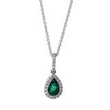 Collier 18 kt WG, mit ZÖ 40 cm + 43 cm, 24 Brill. 0,09 ct, TW-si, 1 Smaragd 0,38 ct grün
