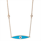 Collier 18 kt RG, 2 Brill. 0,08 ct, TW-si, 1 Türkis türkis