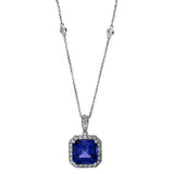 Collier 18 kt WG, mit ZÖ 40 cm + 43 cm, 26 Brill. 0,64 ct, TW-si, 1 Tansanit 6,98 ct blau
