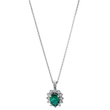 Collier 14 kt WG, mit Öse, 14 Brill. 0,17 ct, TW-vsi/si, 1 Smaragd 0,36 ct grün