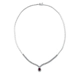 Collier 18 kt WG, 109 Brill. 0,77 ct, TW-vsi, 1 Rubin 0,57 ct rot