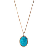 Collier 14 kt RG, 45 Brill. 0,11 ct, TW-vsi, 1 Farbsteine 4,24 ct blau