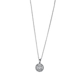Collier 18 kt WG, mit Öse, 3 Bag. 0,13 ct, TW-si, 28 Brill. 0,13 ct, TW-si