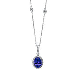 Collier 18 kt WG, mit ZÖ 40 cm + 43 cm, 31 Brill. 0,50 ct, TW-si, 1 Tansanit 4,35 ct blau
