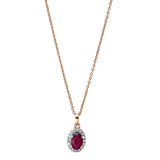 Collier 18 kt RG, mit Öse, 16 Brill. 0,10 ct, TW-si, 1 Rubin 0,53 ct rot