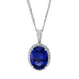 Collier 18 kt WG, mit ZÖ 40 cm + 43 cm, 35 Brill. 0,95 ct, TW-si, 1 Tansanit 11,03 ct blau