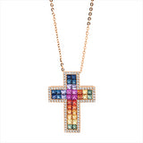 Collier 18 kt RG, 80 Brill. 0,31 ct, TW-si, 34 Saphire 1,96 ct fancy