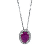 Collier 18 kt WG, mit ZÖ 42 cm, 20 Brill. 0,10 ct, TW-si, 1 Rubin 1,05 ct rot