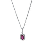 Collier 18 kt WG, mit ZÖ 42 cm, 21 Brill. 0,15 ct, TW-si, 1 Rubin 0,61 ct rot