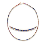 Collier 18 kt RG, 132 Saphire 9,38 ct multicolor