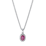 Collier 18 kt WG, mit ZÖ 40 cm, 16 Brill. 0,11 ct, TW-si, 1 Rubin 0,49 ct rot