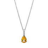 Collier 18 kt WG, mit Öse, 3 Brill. 0,05 ct, TW-pi, 1 Citrin 1,80 ct gelb