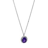 Collier 18 kt WG, 20 Brill. 0,13 ct, TW-pi, 1 Amethyst 1,20 ct lila