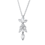 Collier 18 kt WG, mit ZÖ 40 cm, 7 Nav. 1,27 ct, TW-vsi, 3 Brill. 0,26 ct, TW-vsi