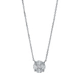 Collier 18 kt WG, mit ZÖ 40,6 cm, 1 Princ. 0,24 ct, TW-vsi, 4 Nav. 0,85 ct, TW-vsi