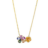 Collier 18 kt GG, 5 Saphire 2,45 ct multicolor, 5 Saphire 0,91 ct multicolor