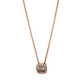 Collier 18 kt RG, 14 Brill. 0,12 ct, TW-si, 1 Cushion 0,58 ct, braun