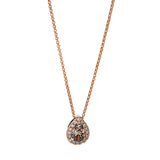 Collier 18 kt RG, 16 Brill. 0,10 ct, TW-si, 1 Tropfen 0,63 ct, braun