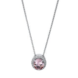 Collier 18 kt WG, 20 Brill. 0,19 ct, TW-si, 1 Morganit 1,64 ct rosa