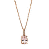 Collier 14 kt RG, mit ZÖ 40 cm + 42.5 cm, 3 Dia. 0,01 ct, TW-si, 1 Morganit 1,54 ct pink