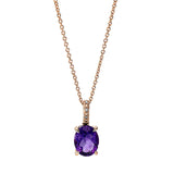 Collier 18 kt RG, mit ZÖ 40 cm + 42,5 cm, 3 Dia. 0,01 ct, TW-si, 1 Amethyst 1,46 ct lila