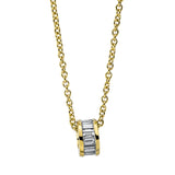 Collier 18 kt GG, mit ZÖ 40 cm + 42.5 cm, 13 Bag. 0,35 ct, TW-si