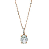 Collier 14 kt RG, mit ZÖ 40 cm + 42.5 cm, 3 Dia. 0,01 ct, TW-si, 1 Amethyst 1,79 ct grün