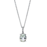 Collier 14 kt WG, mit ZÖ 40 cm + 42.5 cm, 3 Dia. 0,01 ct, TW-si, 1 Amethyst 1,78 ct grün