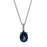 Collier 14 kt WG, mit ZÖ 40 cm + 42.5 cm, 3 Dia. 0,01 ct, TW-si, 1 Topas 2,38 ct Lond. blue