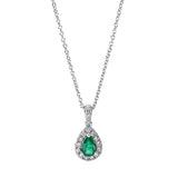 Collier 18 kt WG, mit ZÖ 40 cm + 42.5 cm, 16 Brill. 0,19 ct, TW-si, 1 Smaragd 0,27 ct grün