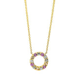 Collier 18 kt GG, mit ZÖ 40 cm + 42.5 cm, 3 Brill. 0,07 ct, TW-si, 10 Saphire 0,28 ct multicolor