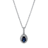 Collier 18 kt WG, mit ZÖ 40 cm + 42.5 cm, 25 Brill. 0,11 ct, TW-si, 1 Saphir 0,50 ct blau