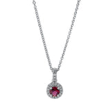 Collier 18 kt WG, mit ZÖ 40 cm + 42.5 cm, 21 Brill. 0,09 ct, TW-si, 1 Rubin 0,33 ct rot