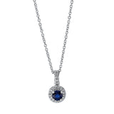 Collier 18 kt WG, mit ZÖ 40 cm + 42.5 cm, 21 Brill. 0,09 ct, TW-si, 1 Saphir 0,35 ct blau
