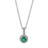 Collier 18 kt WG, mit ZÖ 40 cm + 42.5 cm, 21 Brill. 0,09 ct, TW-si, 1 Smaragd 0,23 ct grün