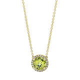 Collier 18 kt GG, mit ZÖ 40,6 cm, 22 Brill. 0,10 ct, TW-si, 1 Peridot 1,70 ct grün