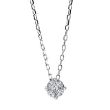 Collier 18 kt WG, mit ZÖ 43 cm, 1 Princ. 0,05 ct, TW-vsi, 4 Nav. 0,13 ct, TW-vsi